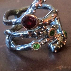 Artisan hand crafted ring 7 1/2 ocean coral sea